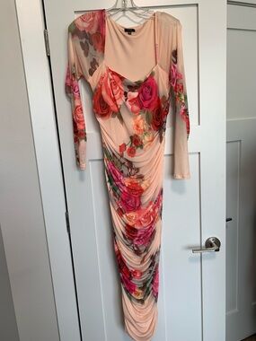 AFRM Blush Pink Floral Ruched Maxi Dress